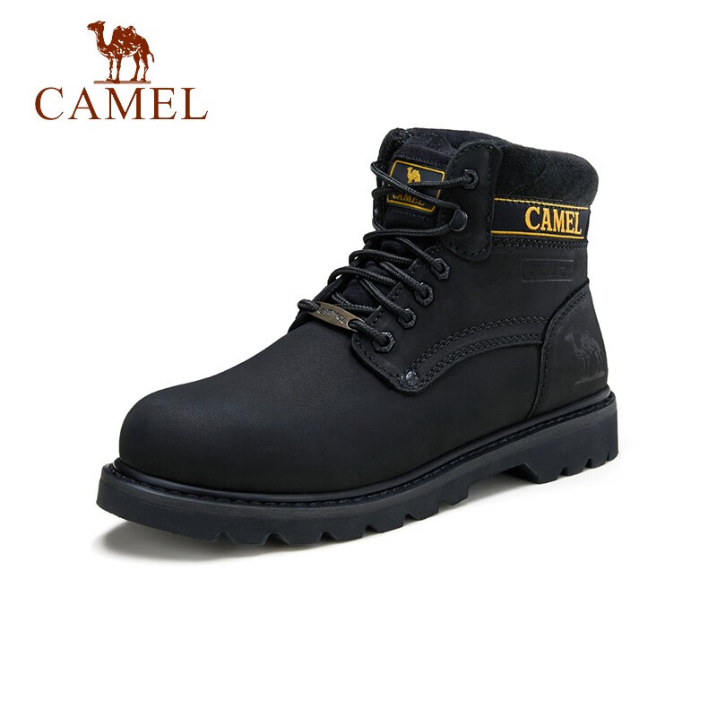CAMEL 駱駝 男鞋復古大黃靴真牛皮防滑工裝鞋男士保暖休閑馬丁靴