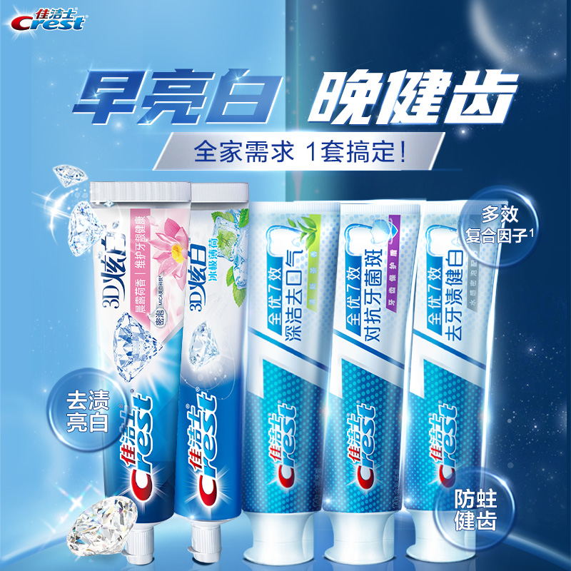 88VIP會員：Crest 佳潔士 全優7效牙膏亮白清新口氣家庭裝120g*5
