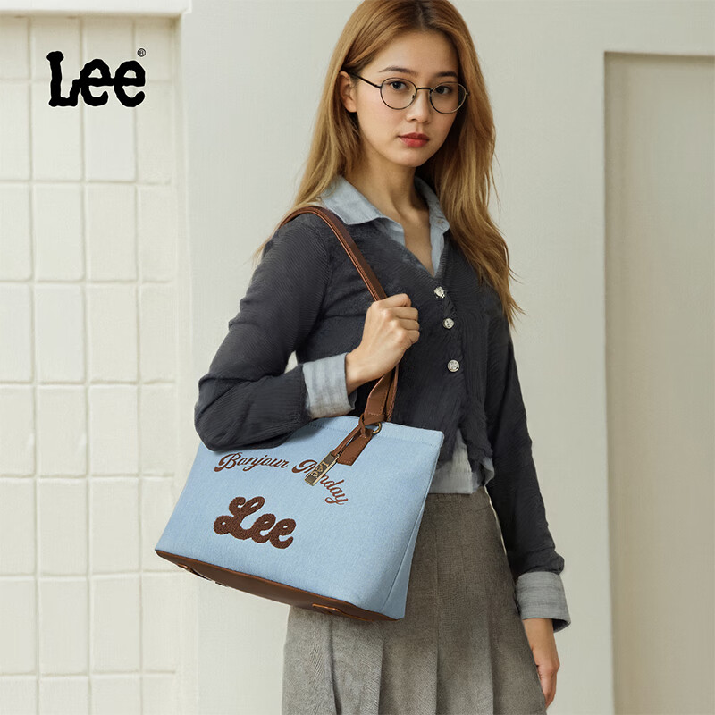 PLUS會員：Lee 潮流托特手提單肩包丹寧包女包大容量