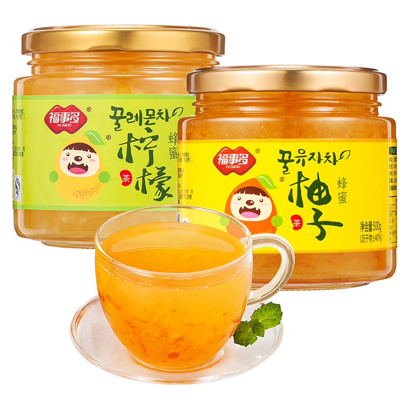 福事多 蜜煉柚子茶450g+檸檬茶450g