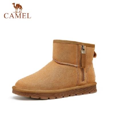 PLUS會員：CAMEL 駱駝 男士加絨保暖反絨軟皮雪地靴 黃色