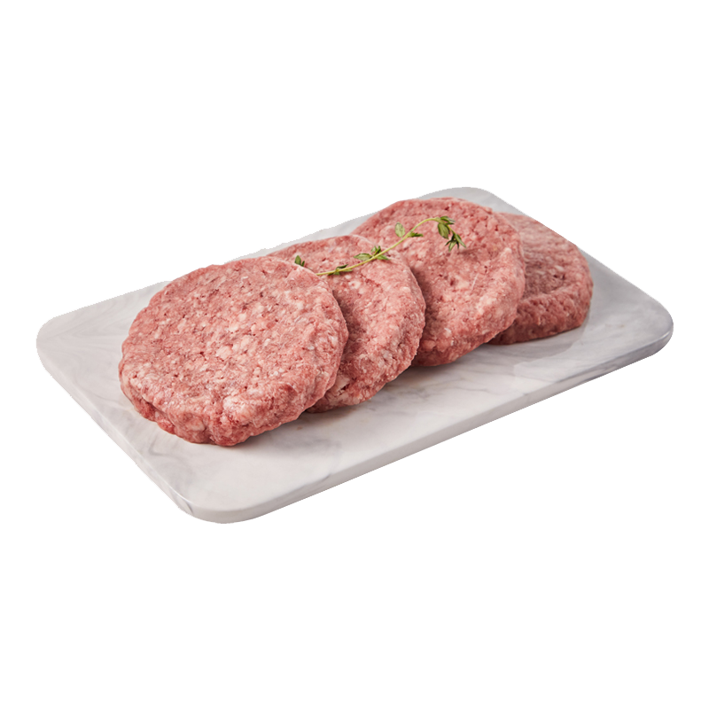 天譜樂食谷飼牛肉餅400g(100g*4)無淀粉大豆蛋白早餐漢堡餅餃子餡純?nèi)怙? class=