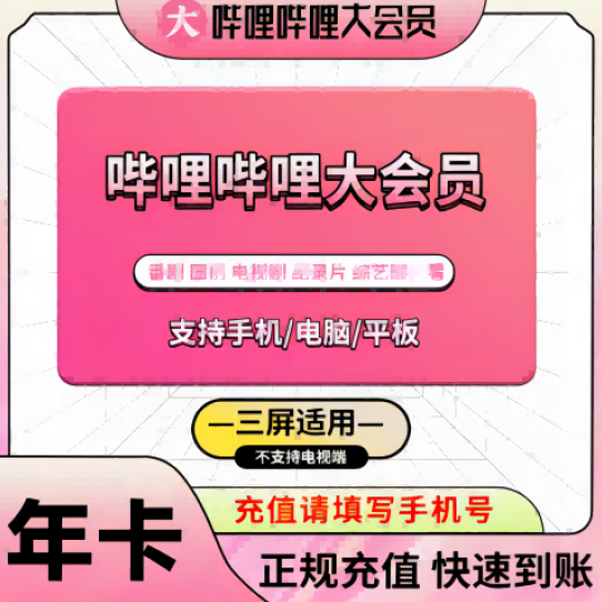 bilibili 嗶哩嗶哩 大會員1年卡