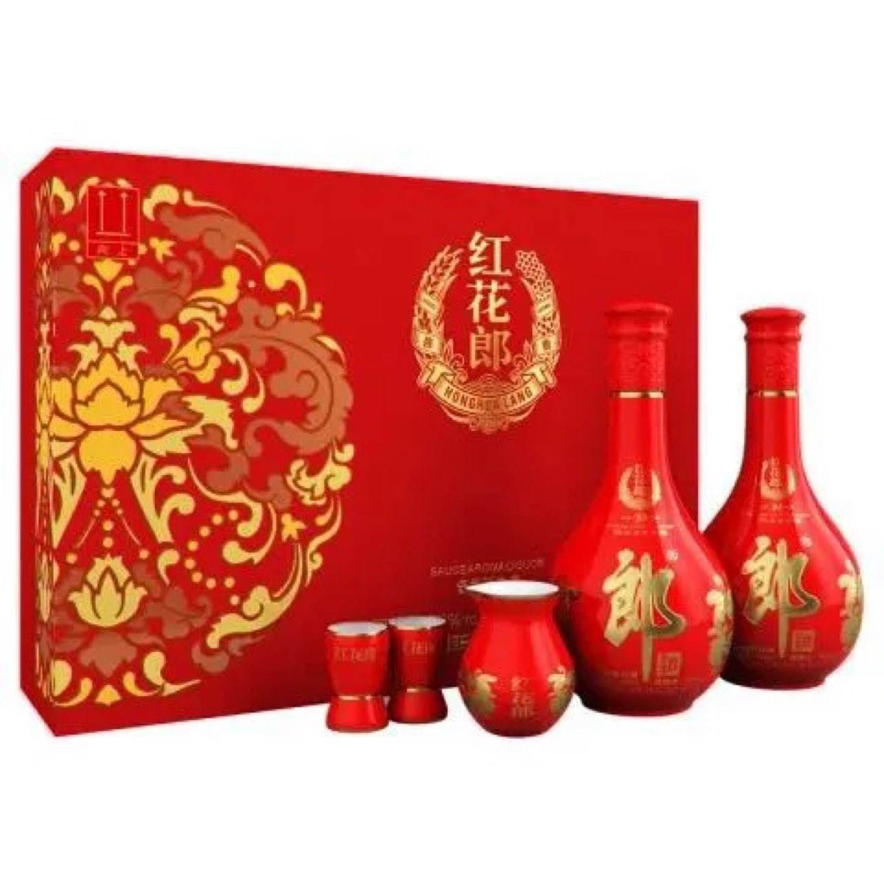 8日0點、再降價、PLUS會員：郎酒 紅花郎 醬香型 紅花郎十 53度 500mL 2瓶 禮盒裝