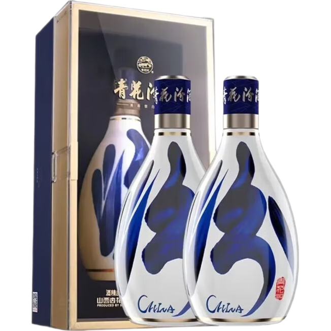 微信小程序、plus會員：汾酒青花30 復興版53° 500ml*2瓶 清香型白酒 禮盒裝 海外版 2024年