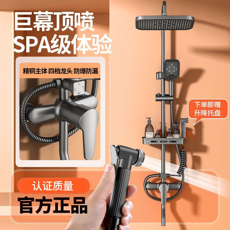 百億補貼：心力 精銅淋浴花灑套裝家用衛生間洗澡淋雨增壓噴槍手持蓮蓬頭全套