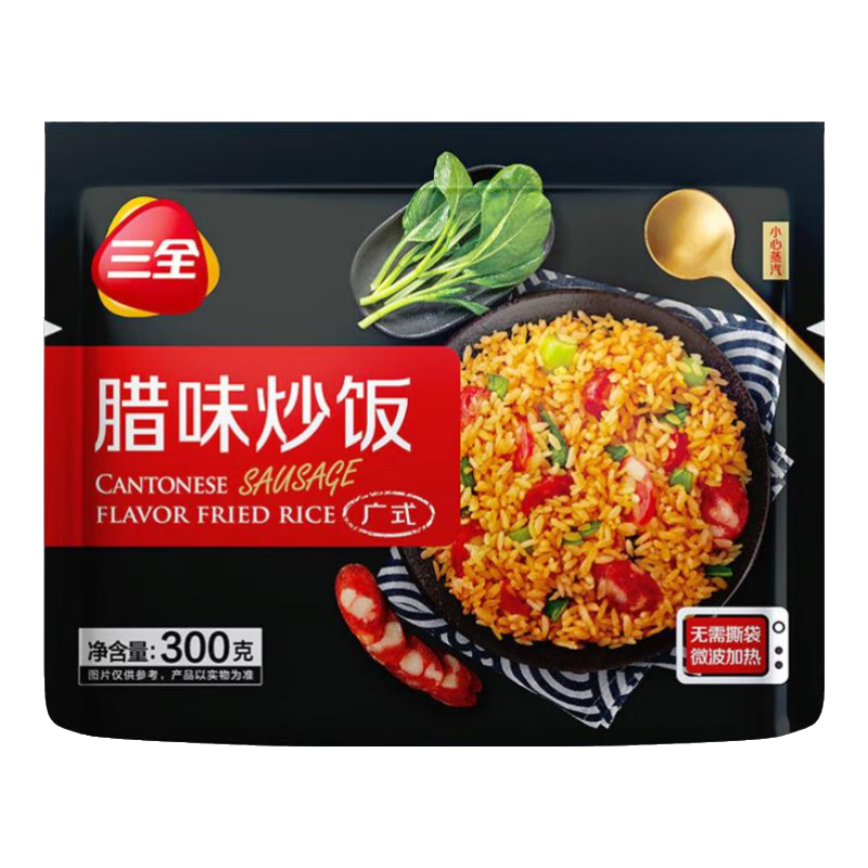 三全黑椒牛肉意面 微波速食意面 揚州風味炒飯 意式番茄肉醬 速食 臘味微波炒飯300g