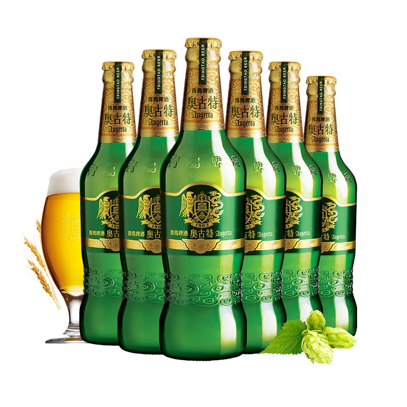 青島啤酒 TSINGTAO 青島奧古特瓶裝啤酒12度480ml*12 瓶