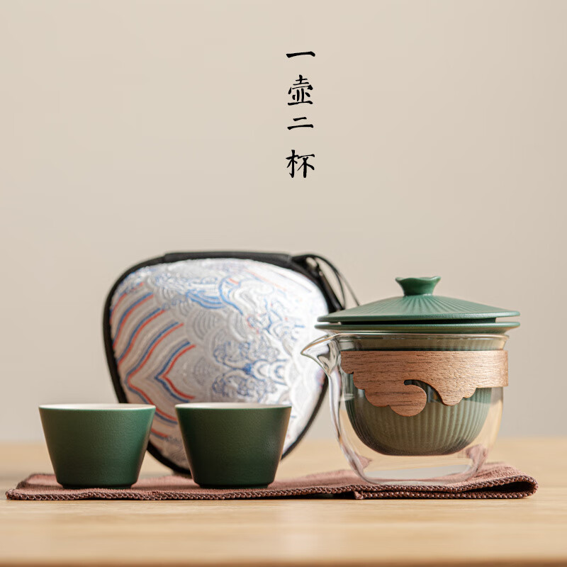 朗特樂 故宮風格中式元素一壺二杯旅行茶具套裝