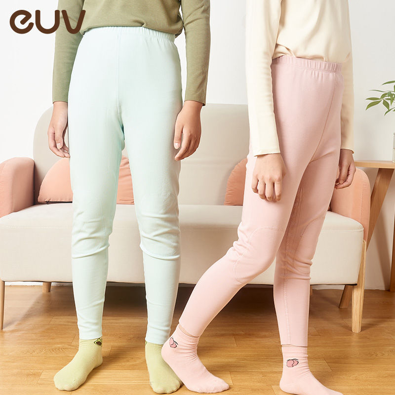 E.U.V euv兒童德絨保暖褲男女童內穿加絨褲子男孩護膝秋褲一體絨打底褲