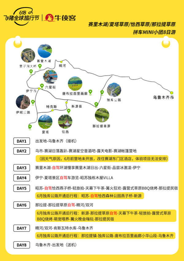 精品小團無購物！伊犁環線 8天7晚6人跟團純玩小團賽里木湖那拉提