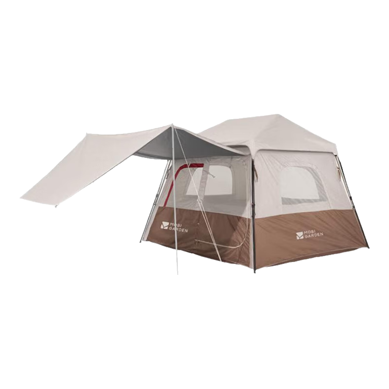牧高笛（MOBIGARDEN）假日山居Lite 黑膠款 戶外露營屋型大空間防雨防曬速開帳篷 假日山居5.9/松露棕