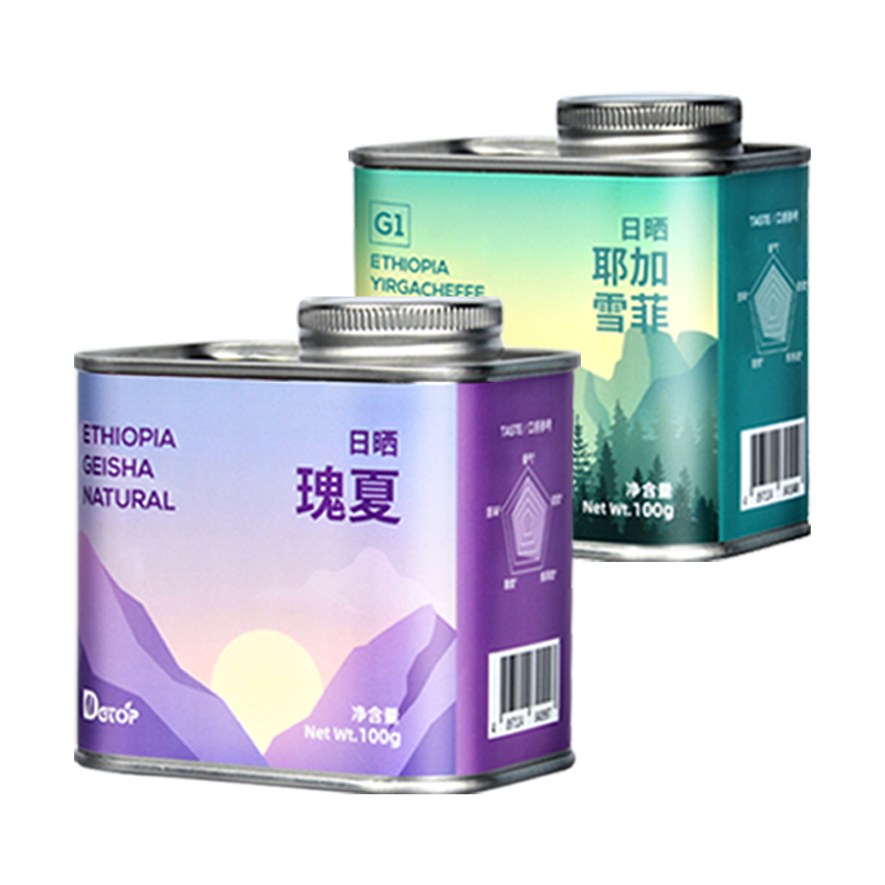 DGTOP 埃塞瑰夏+耶加雪菲100gX2罐咖啡豆
