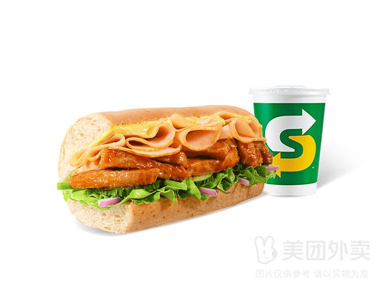賽百味 照燒雞火腿雙拼三明治+飲料自選套餐兌換券 自取免配送費(fèi)