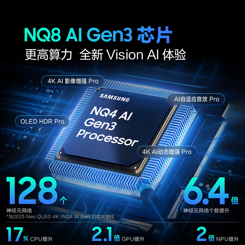 三星 SAMSUNG 83S95F 83英寸OLED全面屏防眩光4K超薄AI平板電視