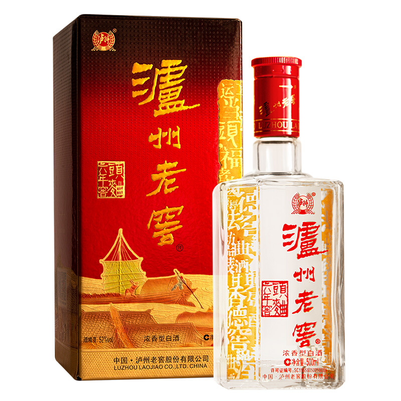瀘州老窖 六年窖頭曲52度濃香型白酒 500ml 單瓶裝