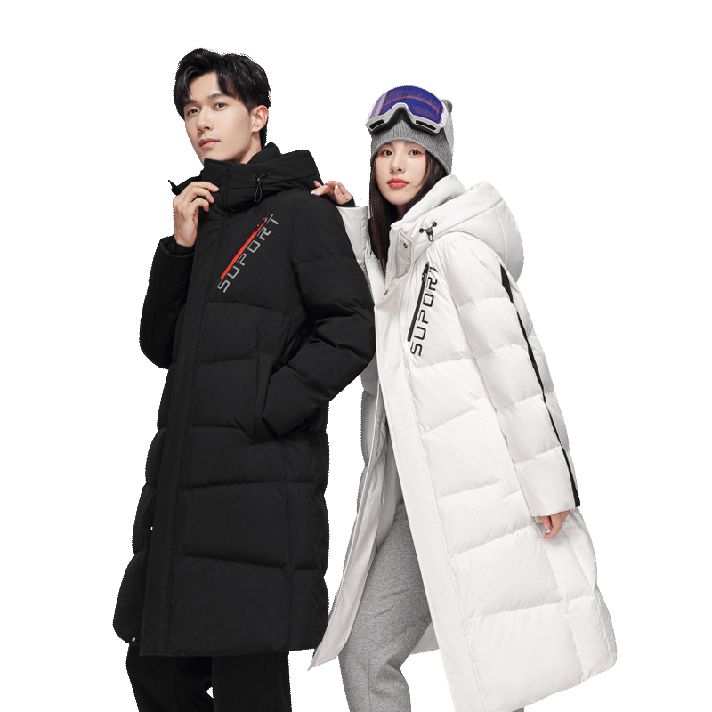 雪中飛 【反季清倉】男女同款長(zhǎng)款連帽羽絨服 白色