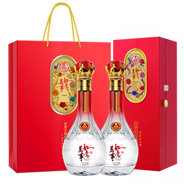 股份萬事如意精品52度500ml*2瓶純糧濃香型白酒禮盒送禮