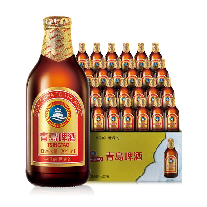 青島啤酒 TSINGTAO 超值神車(chē)！精釀小棕金296mL*24瓶 贈(zèng)千禧500ml*12罐