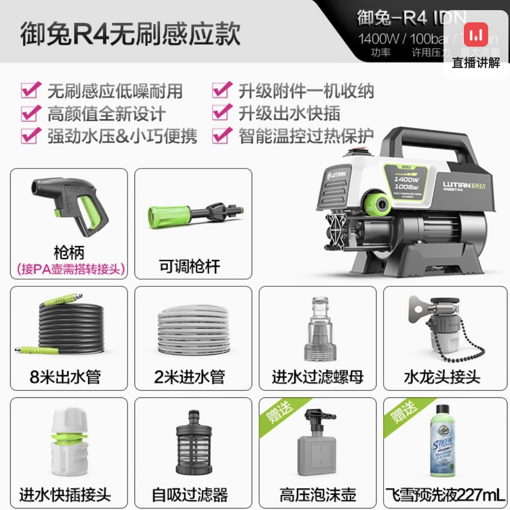 綠田 御兔R4無刷感應版1400W/100bar/7L/min