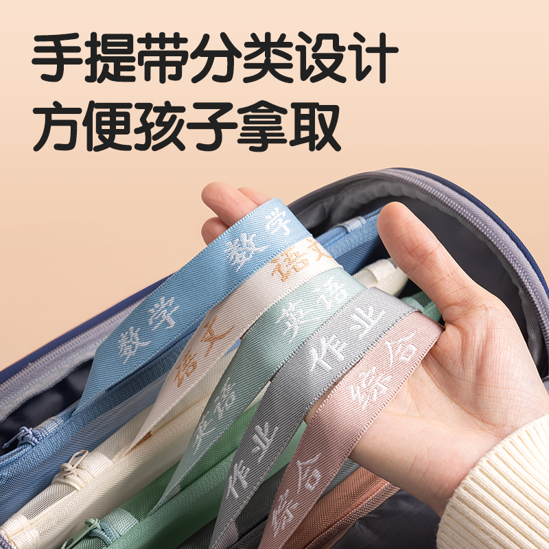 88VIP會員：deli 得力 學科袋科目分類a4文件袋拉鏈式小學生用大容量加寬手提補習袋