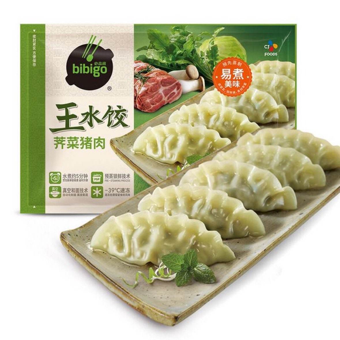 必品閣（bibigo）王水餃 薺菜豬肉1200g 約48只 ×10件