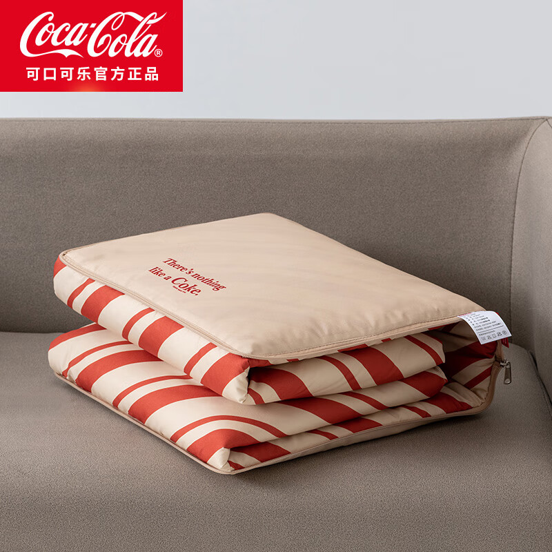 可口可樂 Coca-Cola 抱枕被二合一 車用 夏季辦公室兩用 榮耀紅白 40cm*40cm
