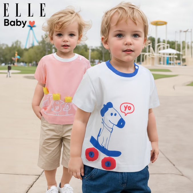 5款可選！ELLE BABY 兒童T恤動物卡通圖案棉透氣T恤
