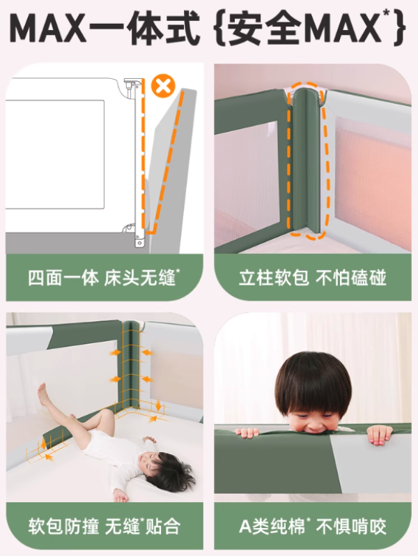 利伯頓 LIBODUN 寶寶防摔 三面一體 床邊護欄圍擋