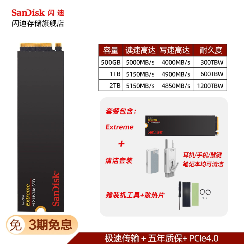SanDisk 至尊高速系列 NVMe M.2 固態硬盤（PCI-E3.0）1TB