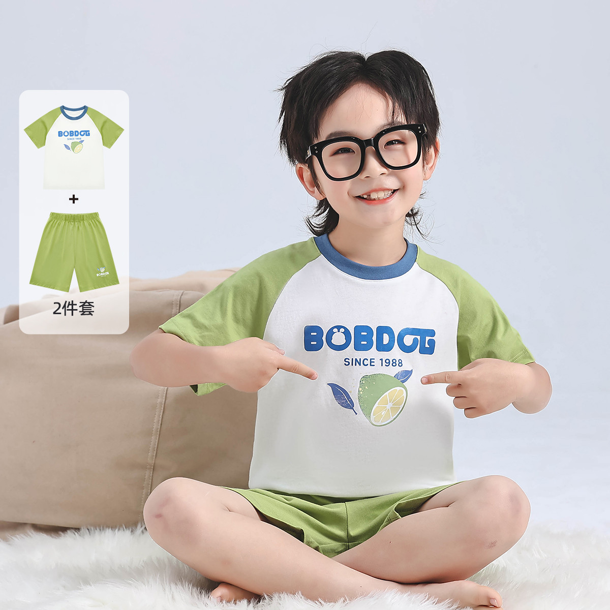 BOBDOG HOUSE 巴布豆 兒童印花短T短褲套裝
