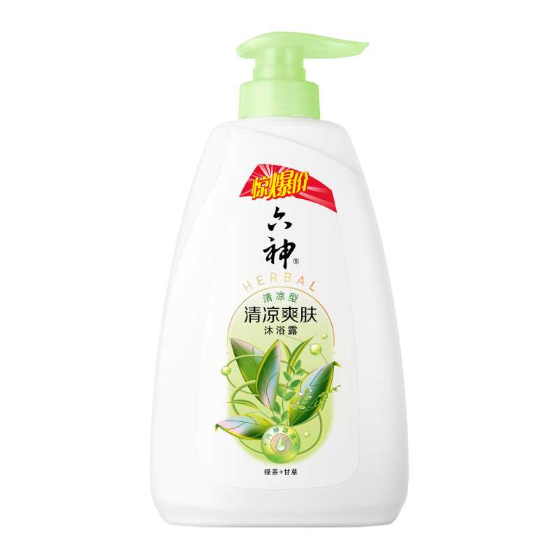 六神 清涼爽膚綠茶沐浴露700ml長(zhǎng)久留香滋潤(rùn)肌膚