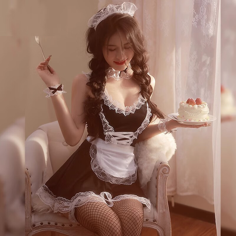 霏慕 Fee et moi 情趣女傭制服套裝（發(fā)箍+頸環(huán)+連衣裙+圍裙+T褲+手環(huán)+腿環(huán)）