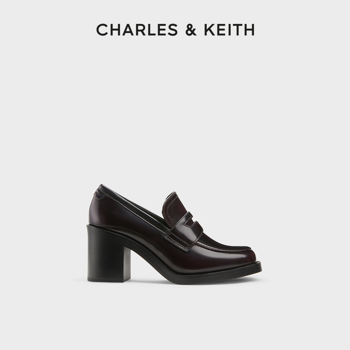 CHARLES & KEITH CHARLES&KEITH24秋新款CK1-60361534時尚學院風高跟單鞋樂福鞋女