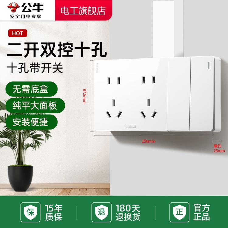 BULL 公牛 G59 明裝開關插座面板 五孔插座 白色