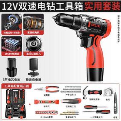 德力西家用鋰電鉆工具套裝五金電工木工專用維修多功能電動螺絲刀
