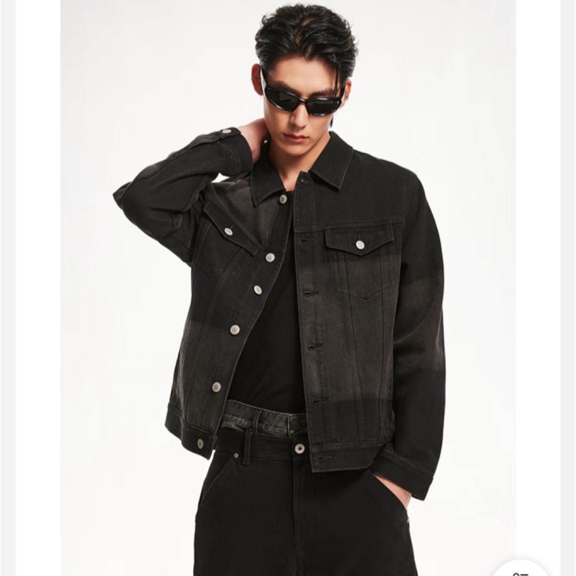 杰克·瓊斯（JACK&JONES）男裝衣服秋季新款 撞色牛仔外套男