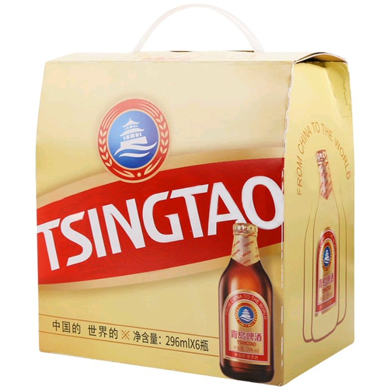 青島啤酒 TSINGTAO 高端小棕金質啤酒 296ml*6瓶