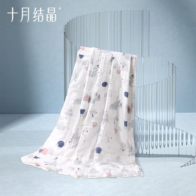 十月結(jié)晶 嬰兒紗布浴巾連帽 魔幻森林90*90cm*2件