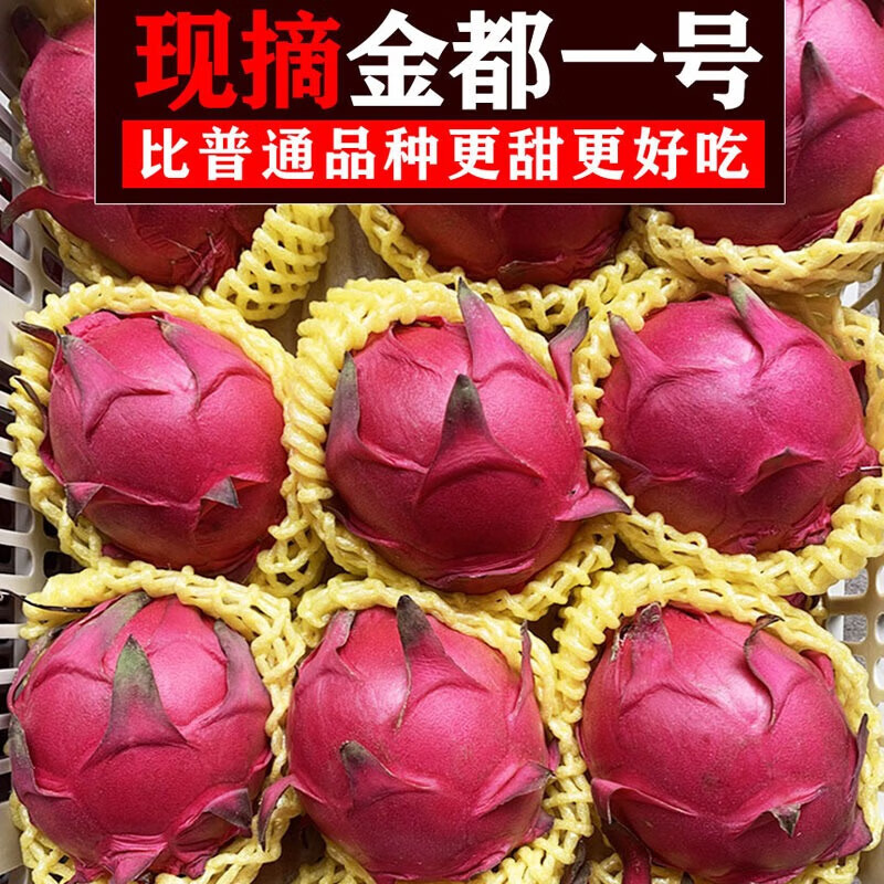 甜萌果蔬紅心火龍果金都一號新鮮紅肉火龍果孕婦熱帶當(dāng)季海南水果整箱 凈重4.5-5斤精選裝【單果約200g+】 現(xiàn)摘現(xiàn)發(fā)