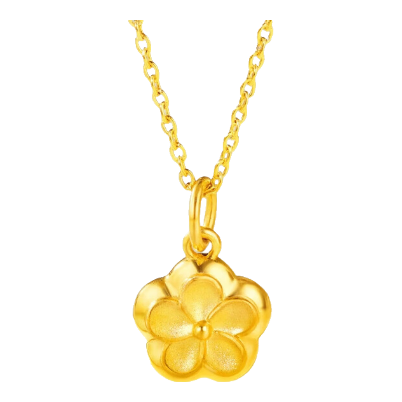 LUKFOOK JEWELLERY 六福珠寶 足金硬金工藝五葉花朵黃金吊墜
