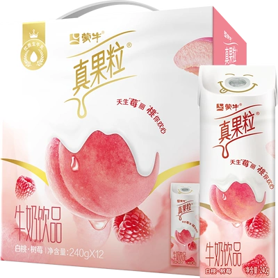 88vip：蒙牛真果粒白桃樹莓味牛奶飲品240g×12包 禮盒裝