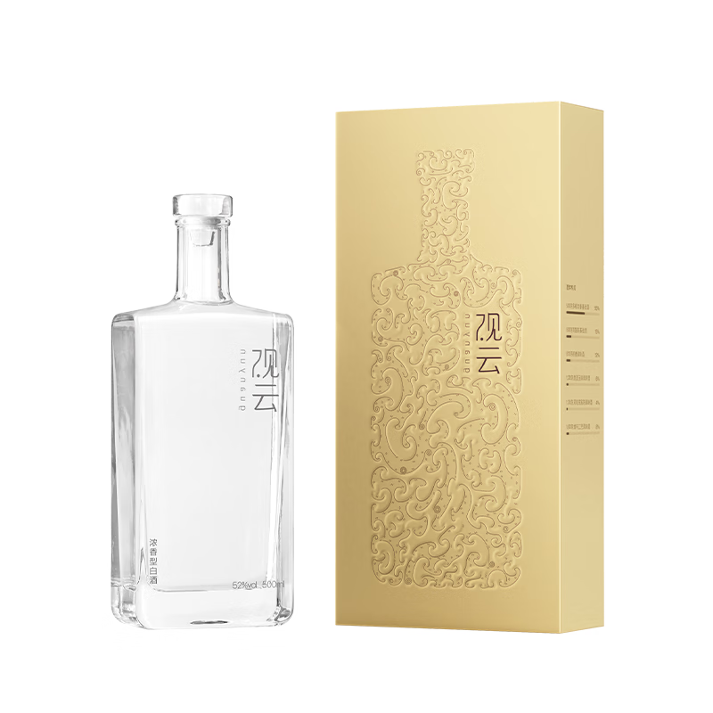 Plus會員：觀云 金云 濃香型白酒 52度 500ml*2瓶 純糧釀造 含禮袋