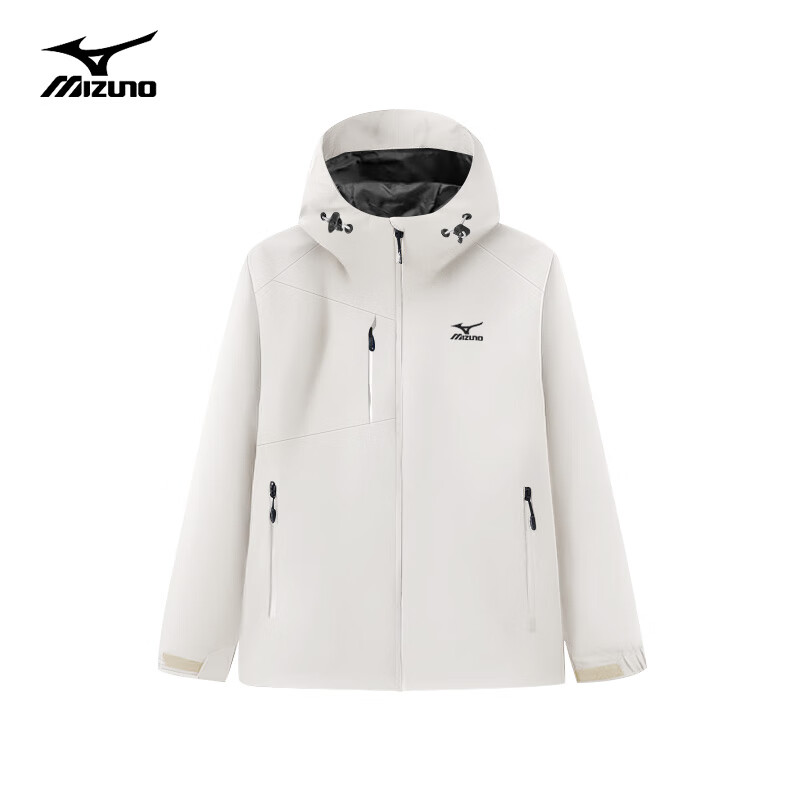 京東PLUS：Mizuno 美津濃 爆款清倉！情侶款戶外沖鋒衣 白色 A2CE2A21