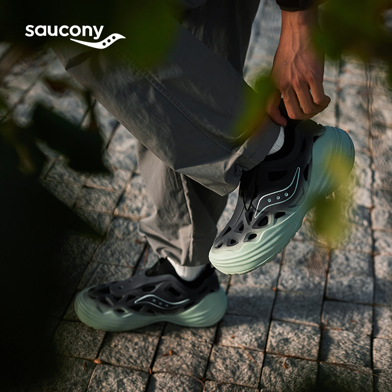 索康尼 saucony FOAM WEB涼鞋男女時尚拖鞋緩震舒適休閑鞋灰黑綠