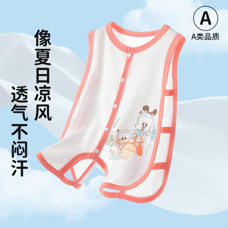 巴布豆 嬰兒連體服夏薄無袖男女寶寶哈衣嬰童包屁衣