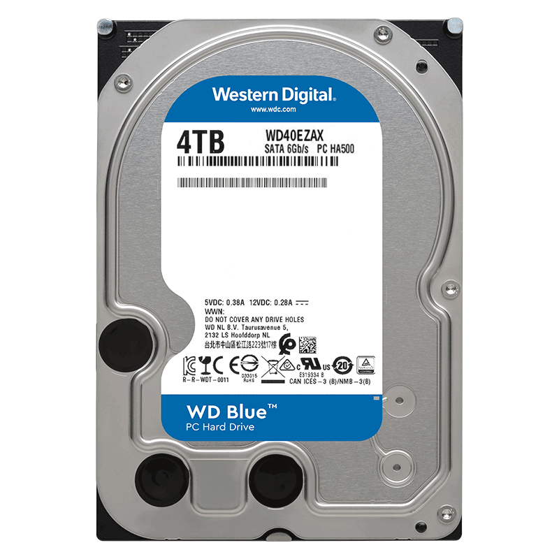 西部數據（WD）臺式機硬盤 WD Blue 西數藍盤 4TB 5400轉 256MB SATA 3.5英寸CMR垂直技術DIY電腦存儲機械硬盤