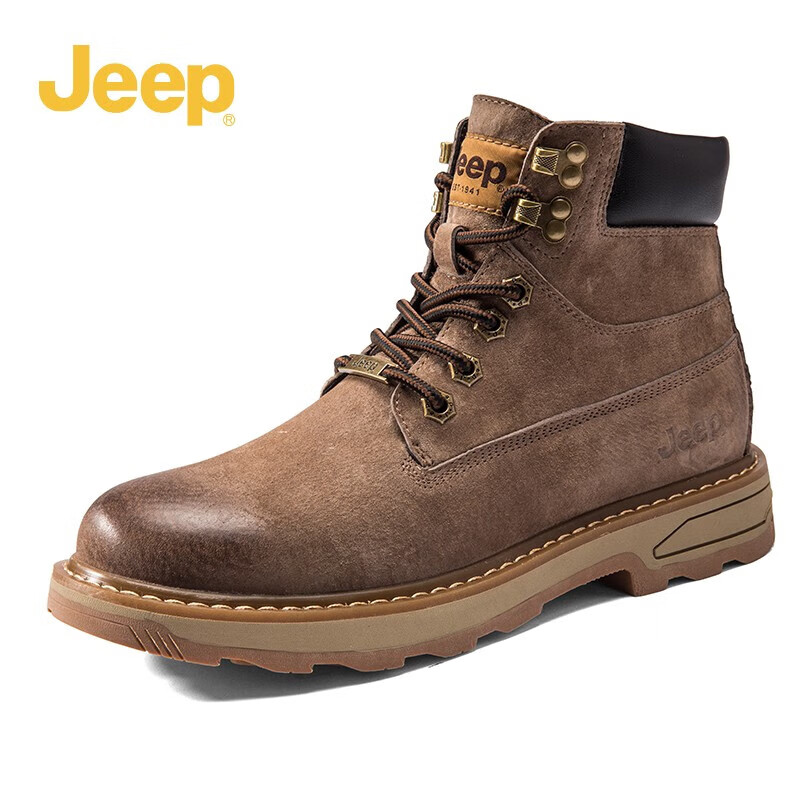 Jeep 男靴 英倫復古馬丁靴 韓版工裝靴 頭層豬皮