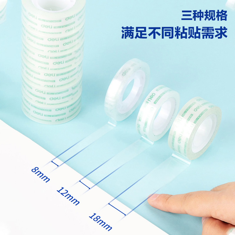 88VIP會員：deli 得力 透明膠帶小卷學生用文具多規格手撕膠布膠條改錯題粘錯字