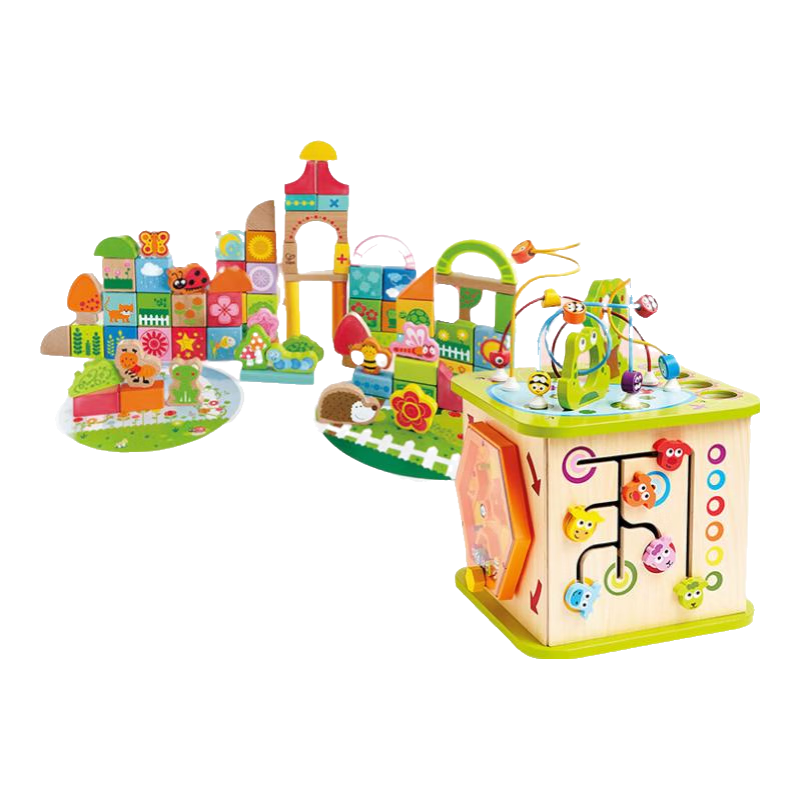 Hape 木質(zhì)積木 開心農(nóng)場+80粒積木組合